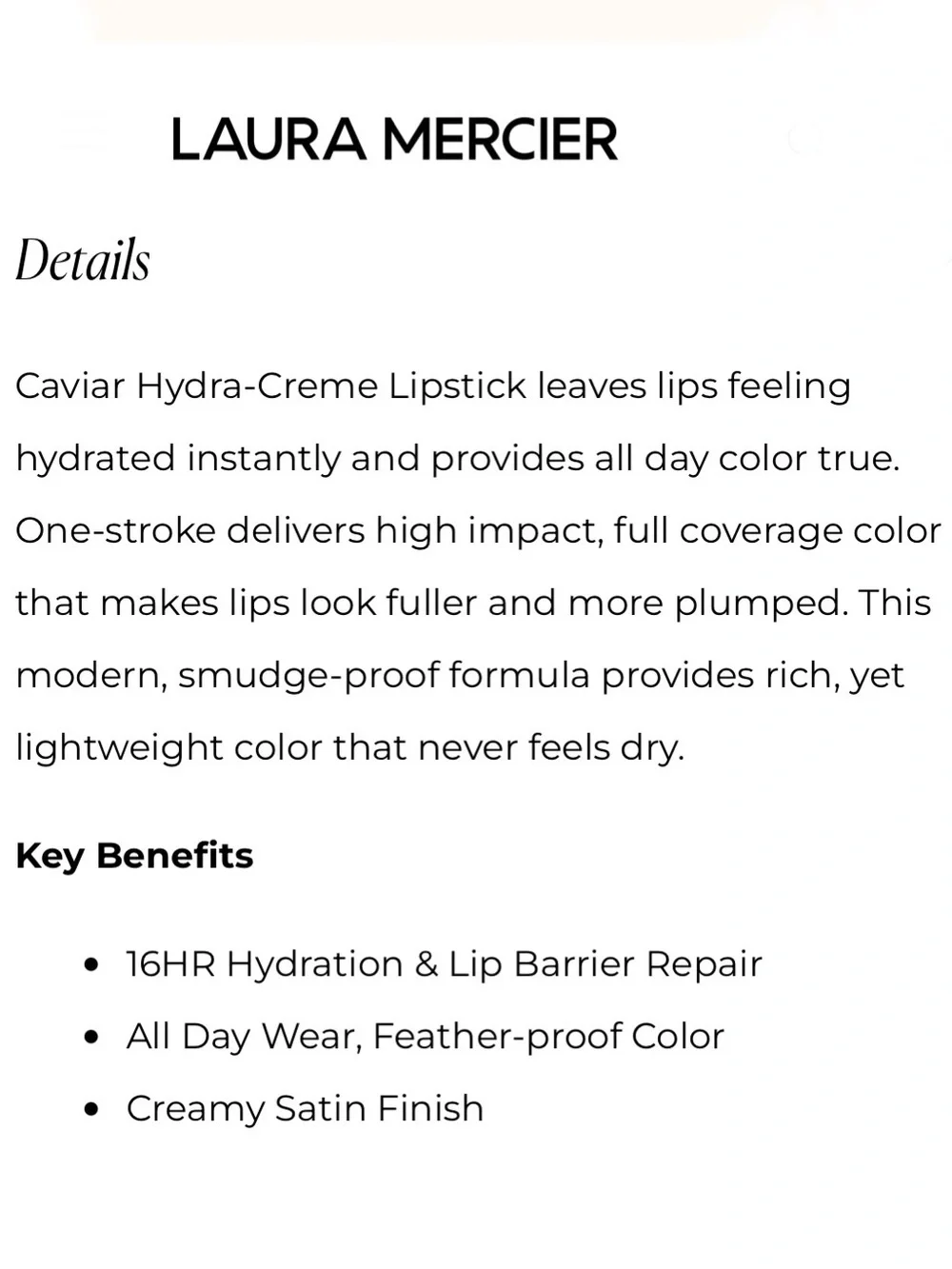 Laura Mercier Avenue Montaigne Creme Caviar Hydra-creme Smoothing Lipstick